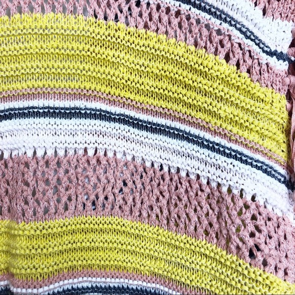 Jessica Simpson Aztec Knit Fringe Tassel Sweater Pink Yellow Women's Size Small - Picture 6 of 7